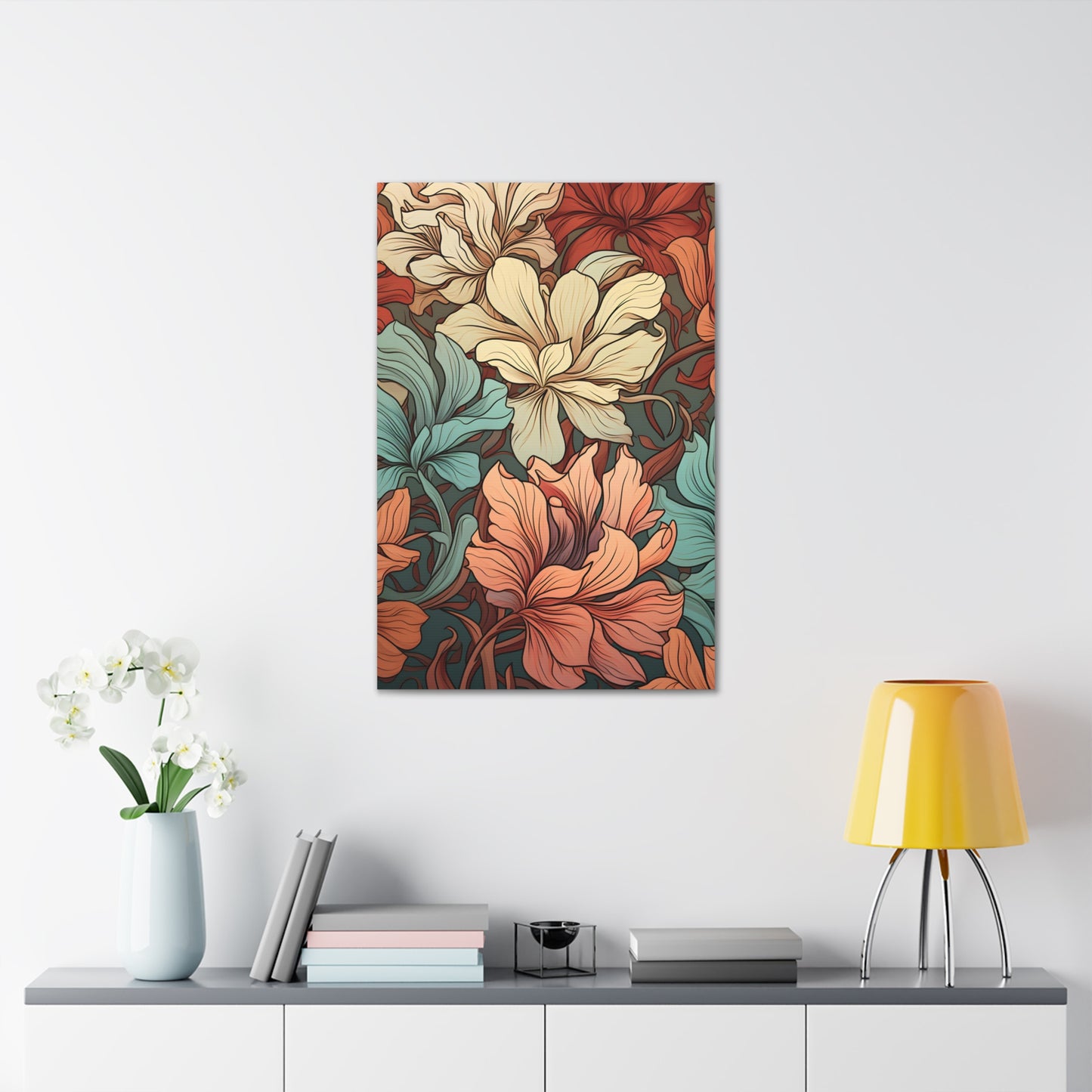 Premium Art Nouveau Floral Canvas Print - Perfect for Craftsman Style Homes