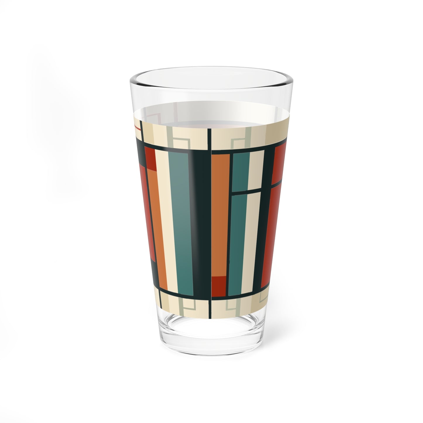 Geometric Pattern mixer - "The Arcanique" -  16oz Mixer Tumbler Bar Glass, Frank Lloyd Wright Glassware