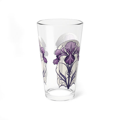 Art Deco Purple Iris Mixer Tumbler - 16oz Mixer Tumbler Bar Glass, Frank Lloyd Wright Glassware