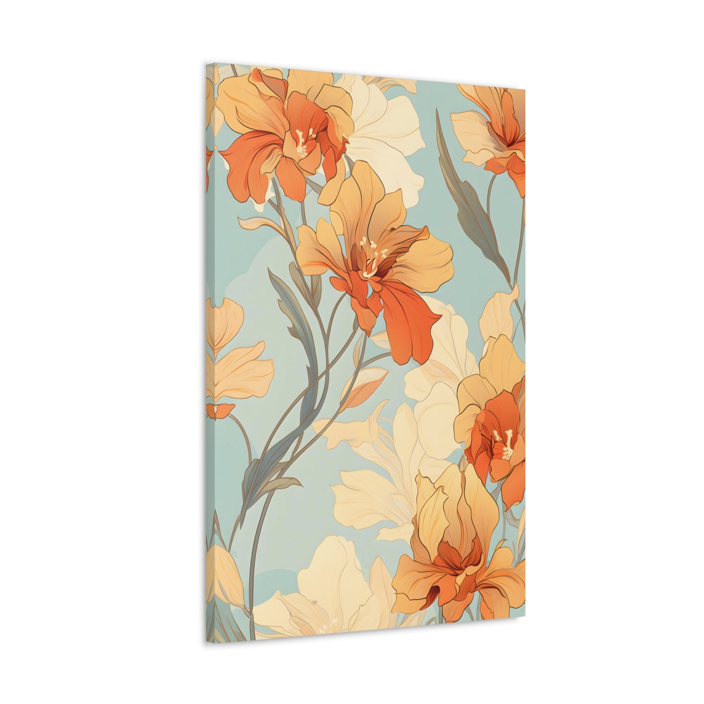 Premium Art Nouveau Floral Canvas Print - Perfect for Craftsman Style Homes