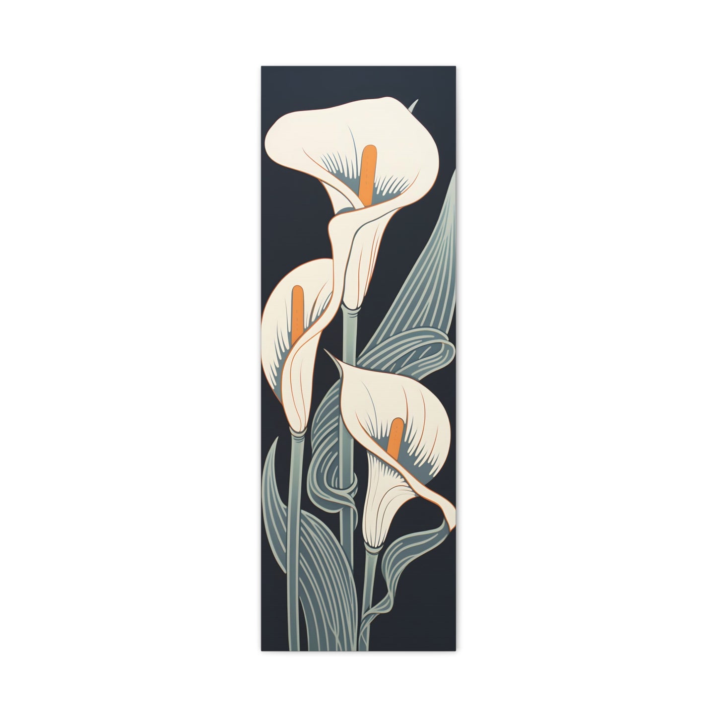 Premium Art Nouveau Style Vertical Tall Cala Lily Canvas Art Print - Perfect for Craftsman Style Homes