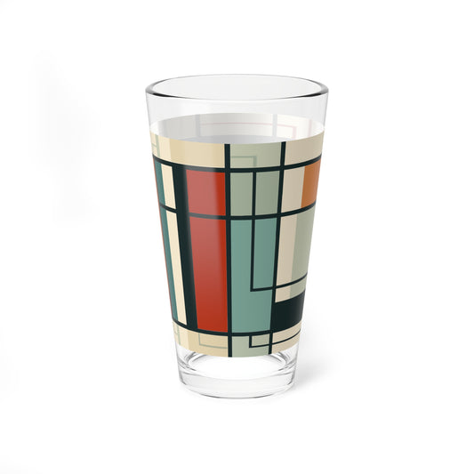 Geometric Pattern mixer - "The Arcanique" -  16oz Mixer Tumbler Bar Glass, Frank Lloyd Wright Glassware