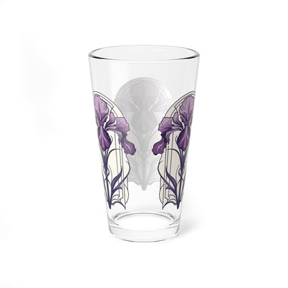 Art Deco Purple Iris Mixer Tumbler - 16oz Mixer Tumbler Bar Glass, Frank Lloyd Wright Glassware