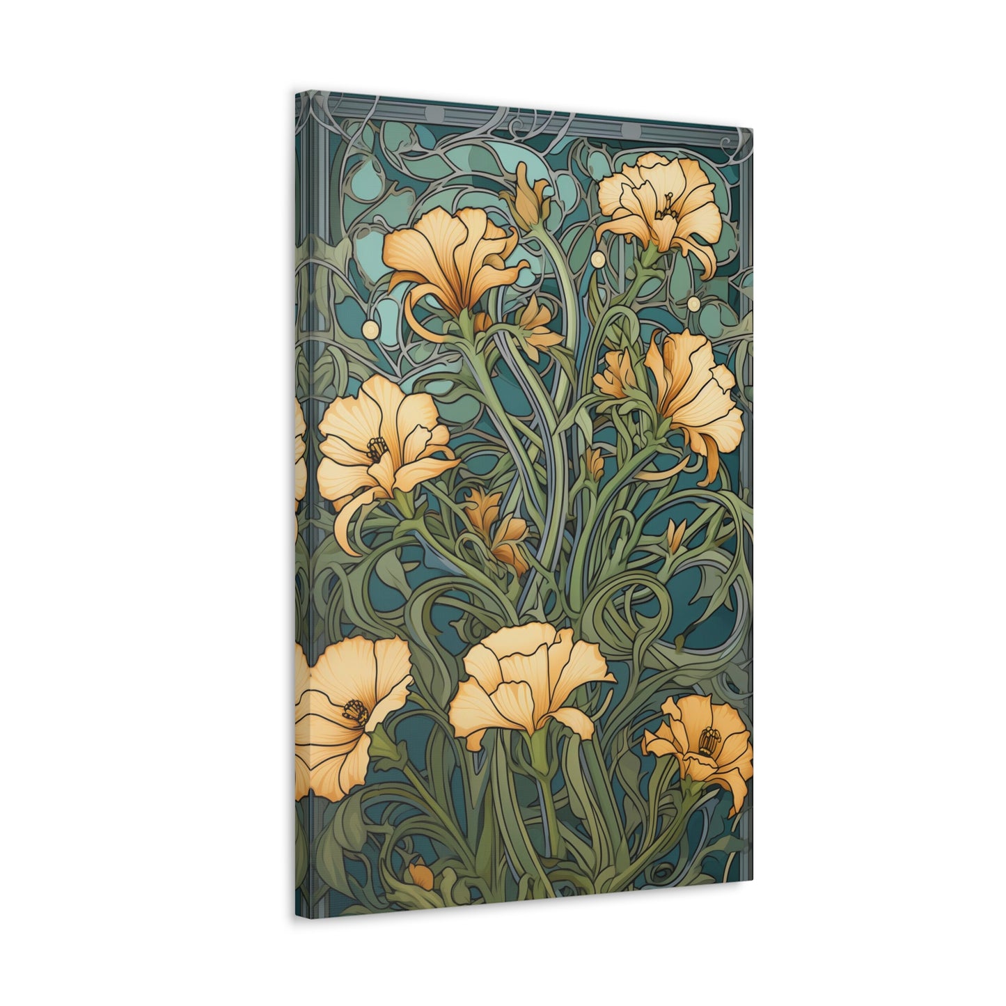 Premium Art Nouveau Floral Canvas Print - Perfect for Craftsman Style Homes