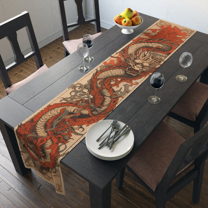 Mystic Dragon Table Runner – Durable Artisan-Inspired Home Decor for Craftsman & Bungalow Styles, Table Runner