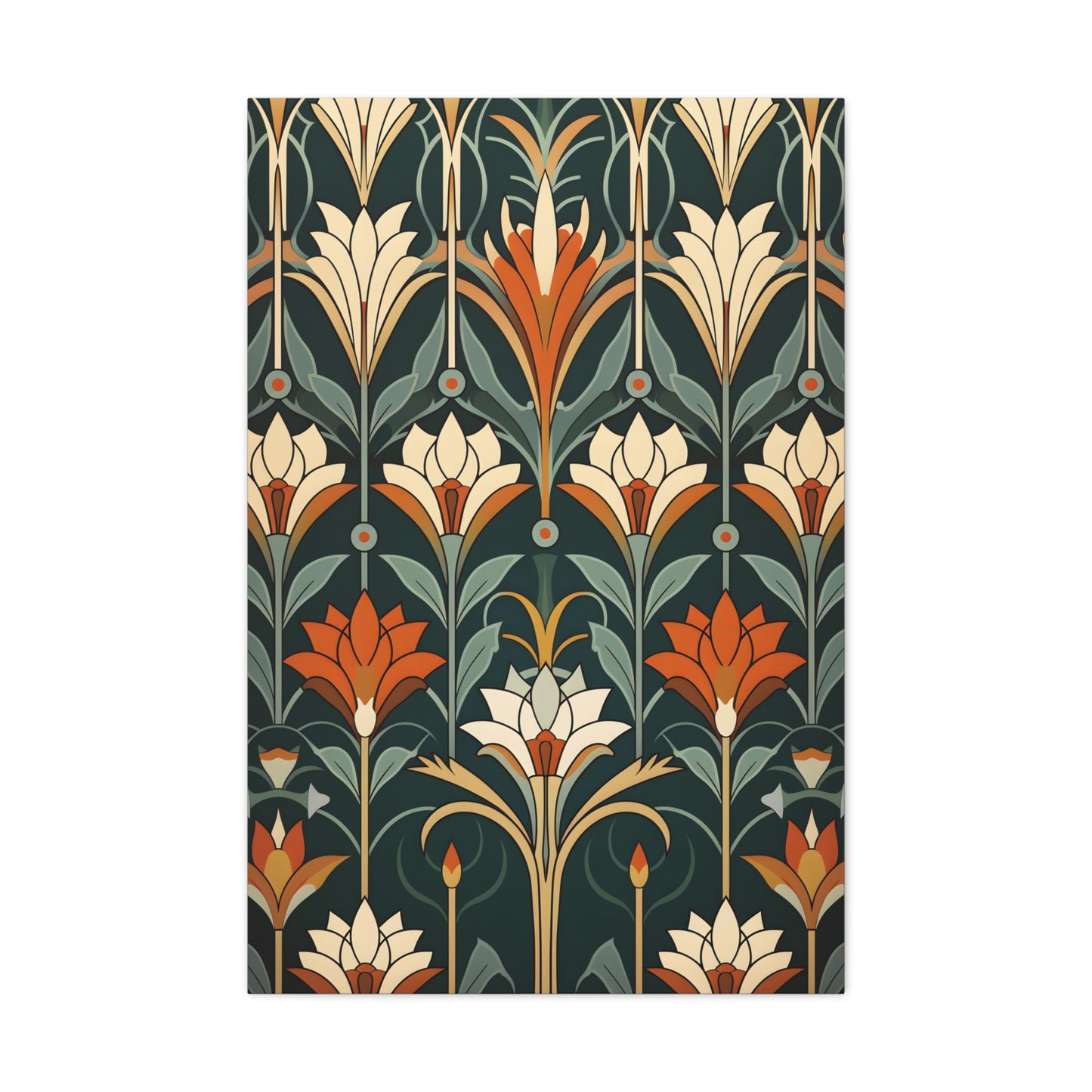 Premium Art Nouveau Geometric Floral Canvas Print - Perfect for Craftsman Style Homes