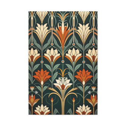 Premium Art Nouveau Geometric Floral Canvas Print - Perfect for Craftsman Style Homes