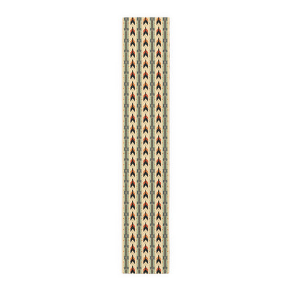 Mid-Century Modern Geometric Arrow Table Runner in Warm Earth Tones