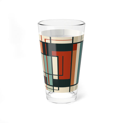 Geometric Pattern mixer - "The Arcanique" -  16oz Mixer Tumbler Bar Glass, Frank Lloyd Wright Glassware