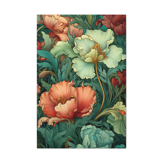 Premium Art Nouveau Floral Canvas Print - Perfect for Craftsman Style Homes