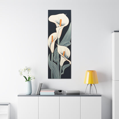 Premium Art Nouveau Style Vertical Tall Cala Lily Canvas Art Print - Perfect for Craftsman Style Homes