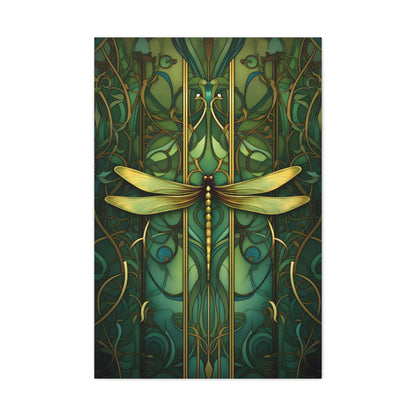 Premium Art Nouveau Style Dragonfly Canvas Art Print - Perfect for Craftsman Style Homes