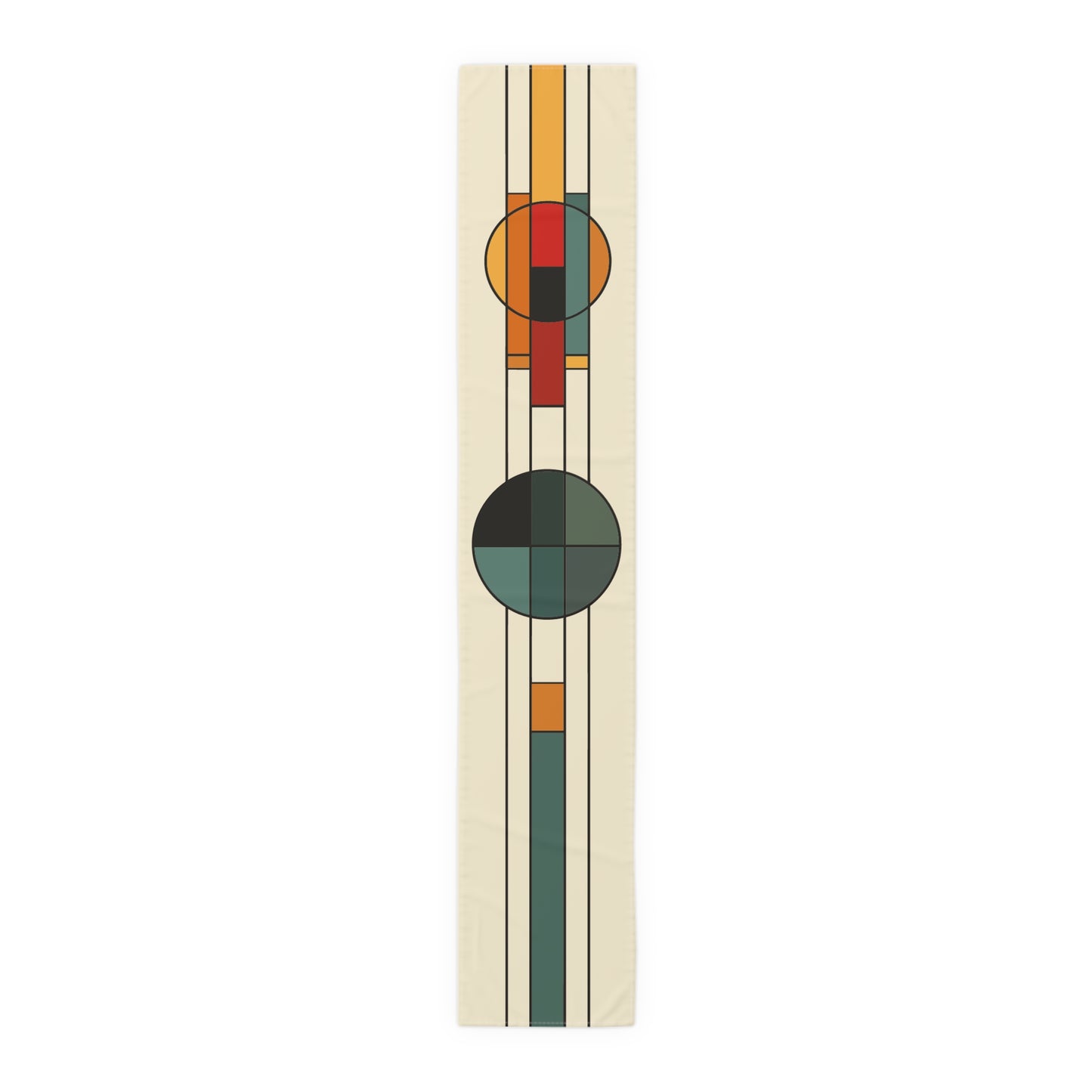 Sienna Parallels Table Runner - Cotton/Polyester, Frank Lloyd Wright Inspired, Arts and Crafts, Mission Style, Bungalow, Architect Gift