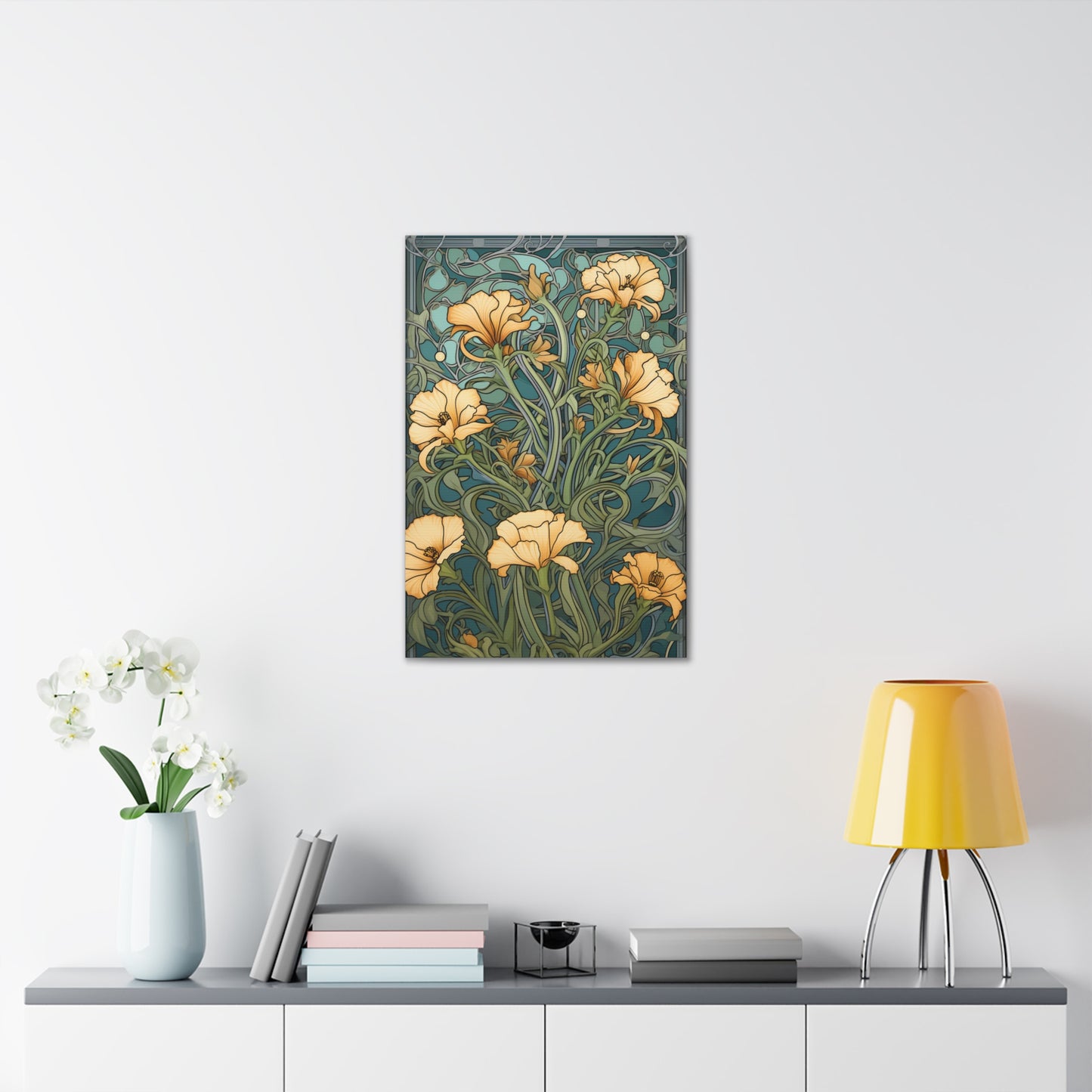 Premium Art Nouveau Floral Canvas Print - Perfect for Craftsman Style Homes