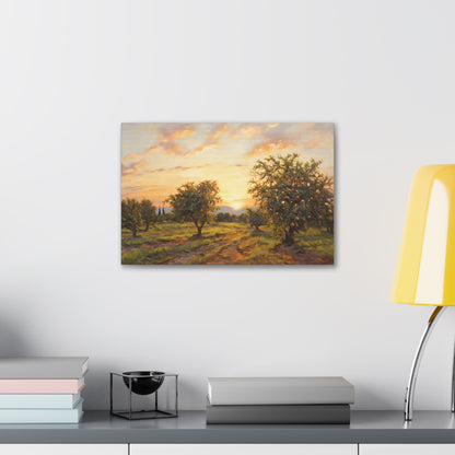 Enchanting Apple Orchard Canvas Art - Digital Oil Painting Artwork - Perfect for Craftsman Style Homes