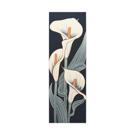 Premium Art Nouveau Style Vertical Tall Cala Lily Canvas Art Print - Perfect for Craftsman Style Homes