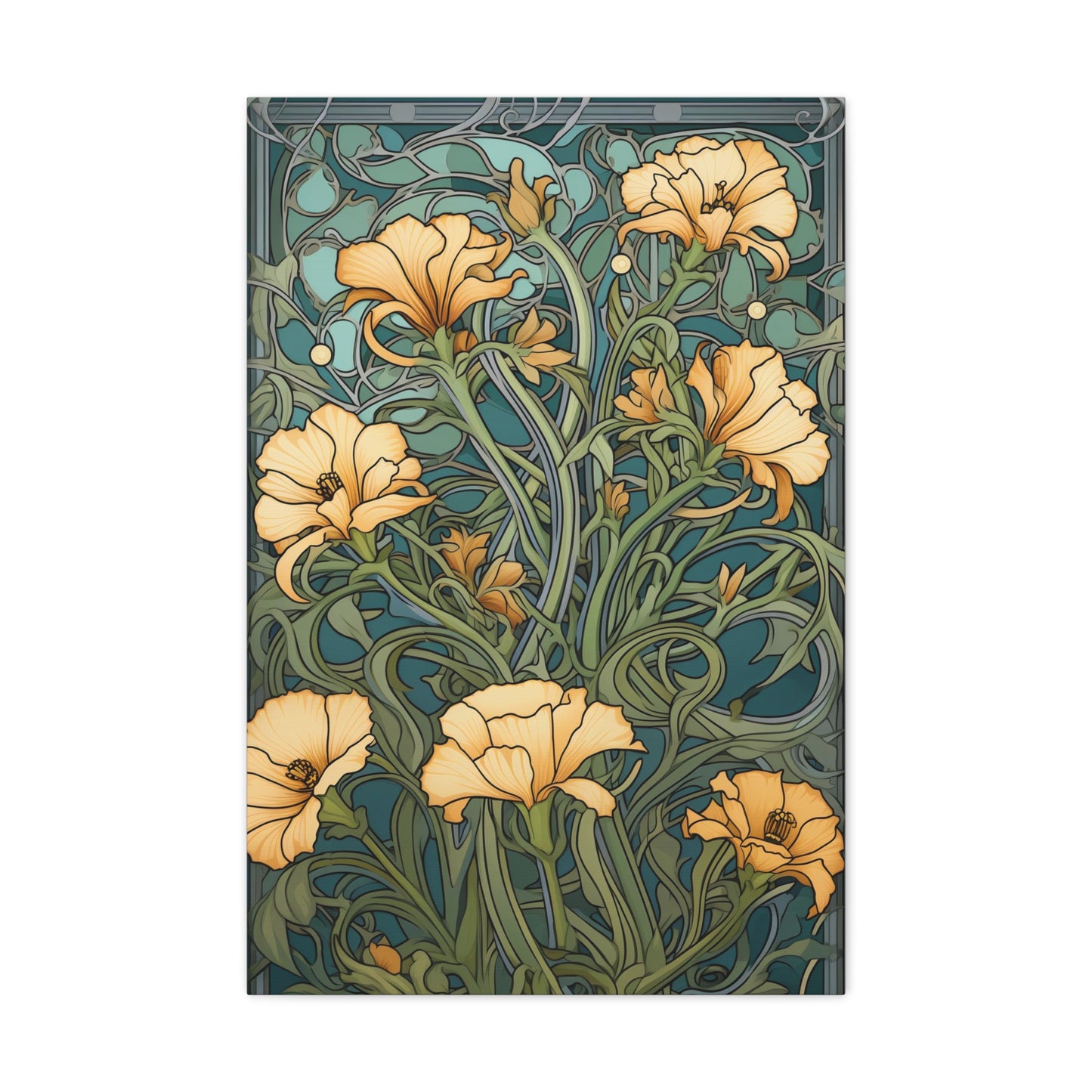 Premium Art Nouveau Floral Canvas Print - Perfect for Craftsman Style Homes