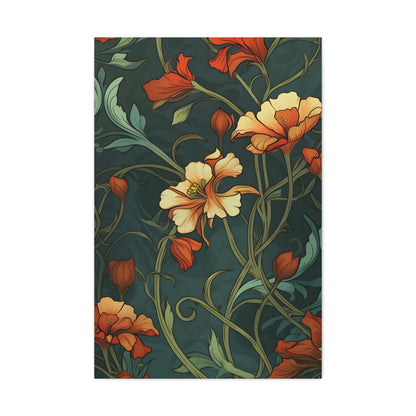 Premium Art Nouveau Style Floral Canvas Print - Perfect for Craftsman Style Homes