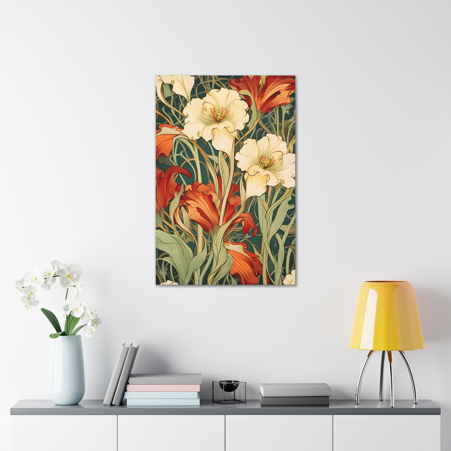 Premium Art Nouveau Floral Canvas Print - Perfect for Craftsman Style Homes