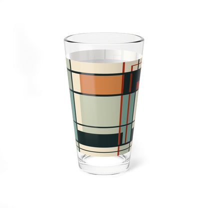 Geometric Pattern mixer - "The Arcanique" -  16oz Mixer Tumbler Bar Glass, Frank Lloyd Wright Glassware