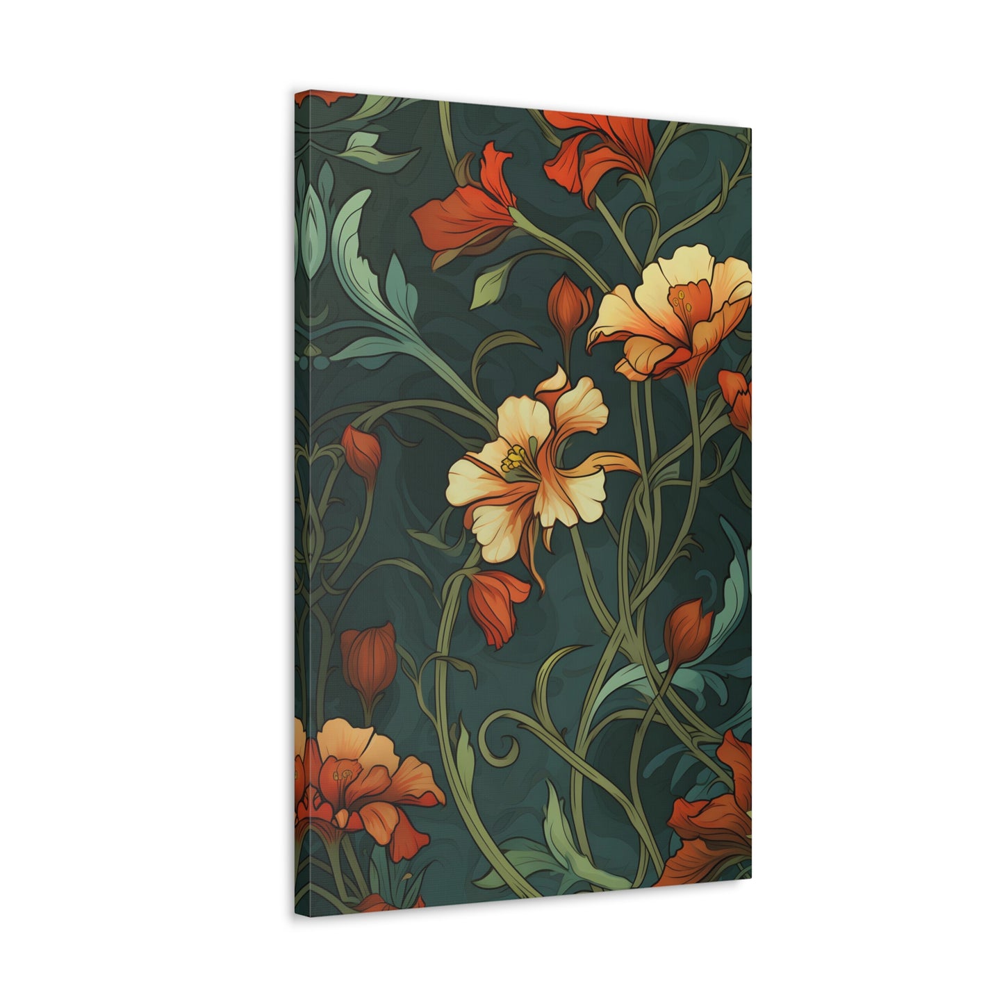 Premium Art Nouveau Style Floral Canvas Print - Perfect for Craftsman Style Homes