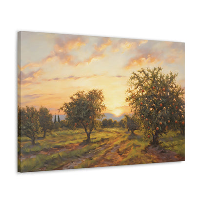 Enchanting Apple Orchard Canvas Art - Digital Oil Painting Artwork - Perfect for Craftsman Style Homes