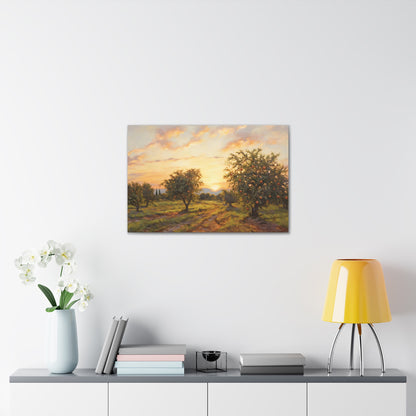 Enchanting Apple Orchard Canvas Art - Digital Oil Painting Artwork - Perfect for Craftsman Style Homes