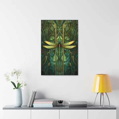 Premium Art Nouveau Style Dragonfly Canvas Art Print - Perfect for Craftsman Style Homes