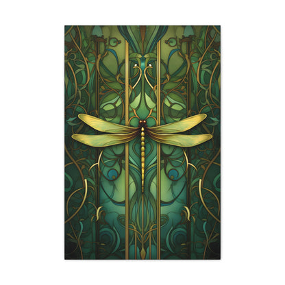 Premium Art Nouveau Style Dragonfly Canvas Art Print - Perfect for Craftsman Style Homes