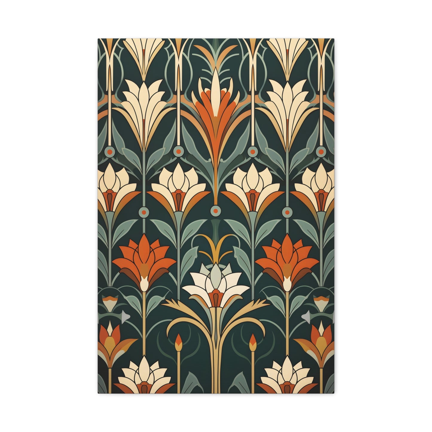 Premium Art Nouveau Geometric Floral Canvas Print - Perfect for Craftsman Style Homes