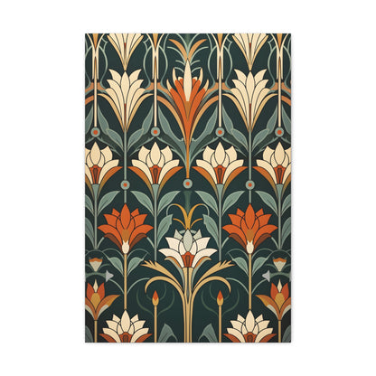 Premium Art Nouveau Geometric Floral Canvas Print - Perfect for Craftsman Style Homes