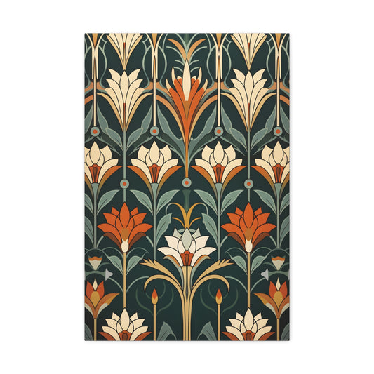 Premium Art Nouveau Geometric Floral Canvas Print - Perfect for Craftsman Style Homes