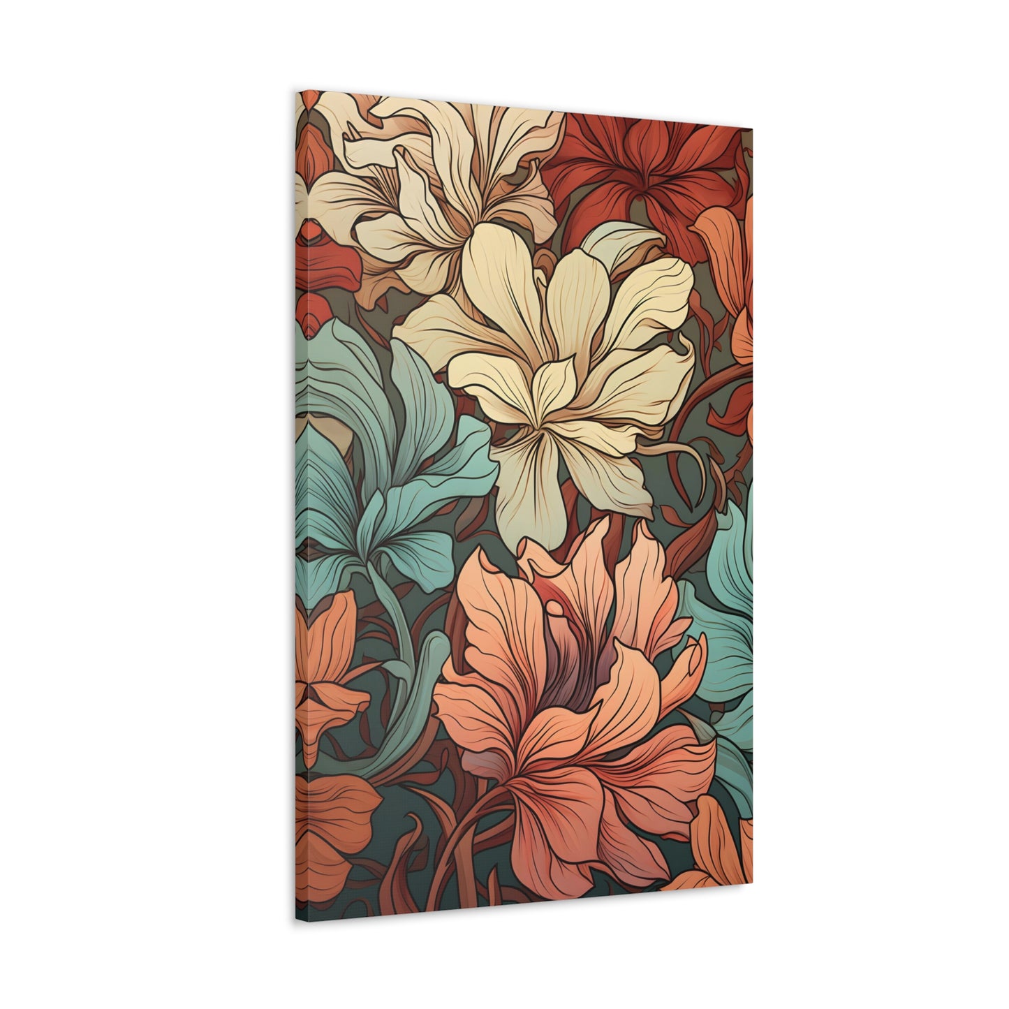 Premium Art Nouveau Floral Canvas Print - Perfect for Craftsman Style Homes