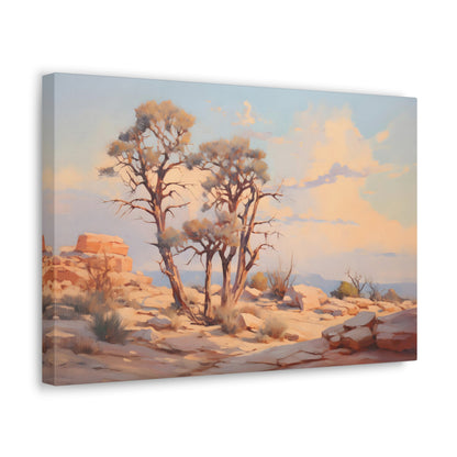 Desert Dusk Oasis - Impressionist Digital Canvas Art - Digital Oil Painting Artwork - Craftsman Style Wall art