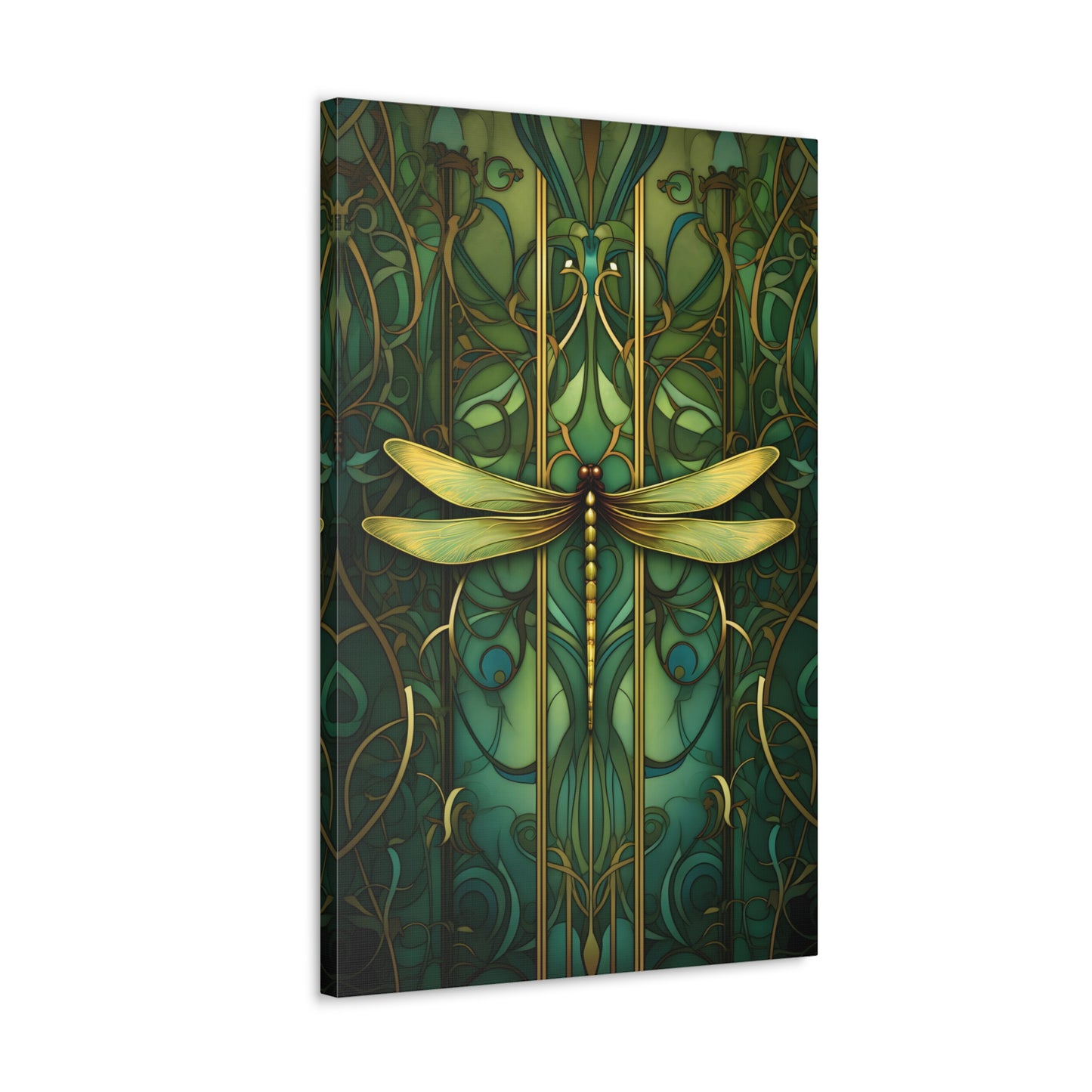 Premium Art Nouveau Style Dragonfly Canvas Art Print - Perfect for Craftsman Style Homes