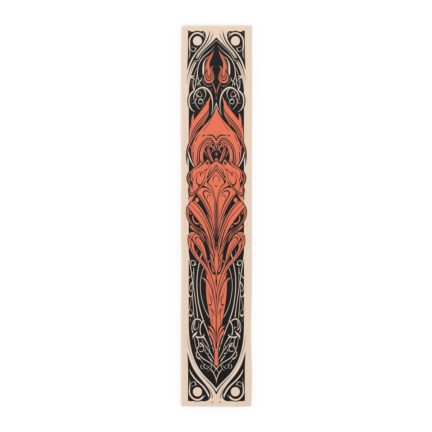 Art Nouveau Fox Table Runner: Mission Style, FLW Inspired, Mucha Art, Bungalow, Minimalist Cotton.