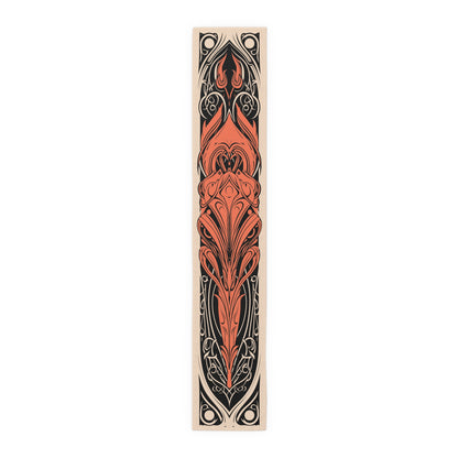 Art Nouveau Fox Table Runner: Mission Style, FLW Inspired, Mucha Art, Bungalow, Minimalist Cotton.