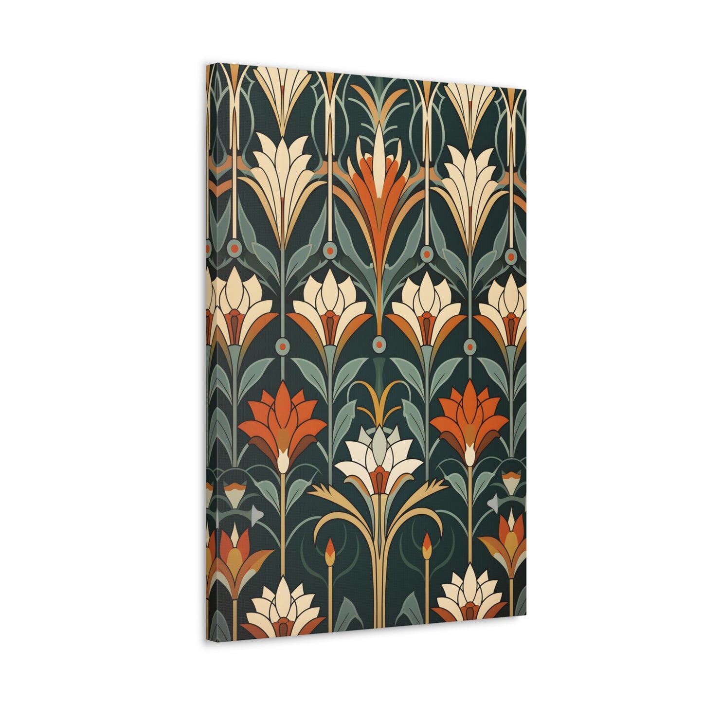 Premium Art Nouveau Geometric Floral Canvas Print - Perfect for Craftsman Style Homes