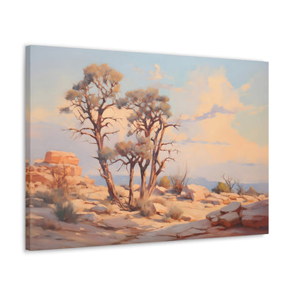 Desert Dusk Oasis - Impressionist Digital Canvas Art - Digital Oil Painting Artwork - Craftsman Style Wall art