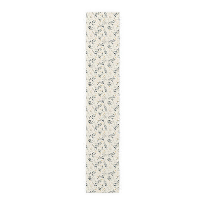 Vintage style Botanical Table Runner - Slender Leaves and Buds