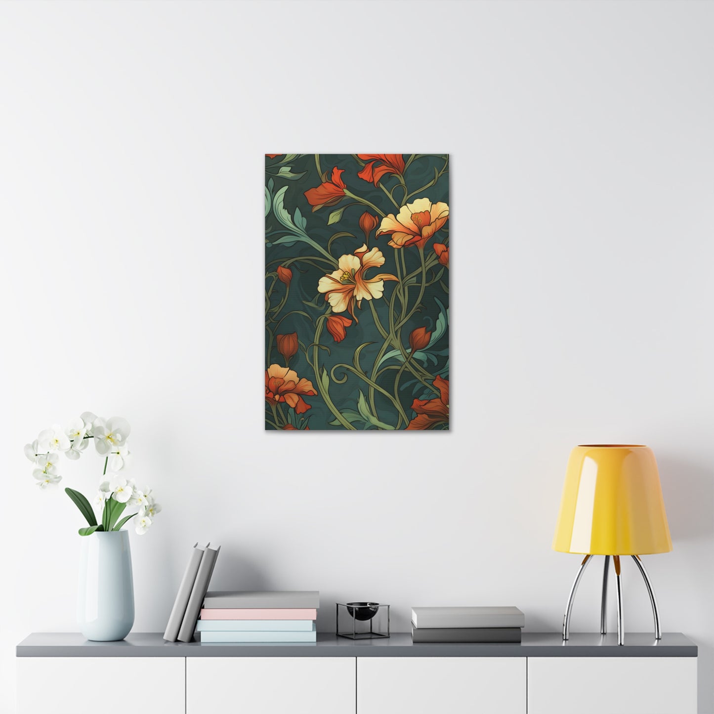 Premium Art Nouveau Style Floral Canvas Print - Perfect for Craftsman Style Homes