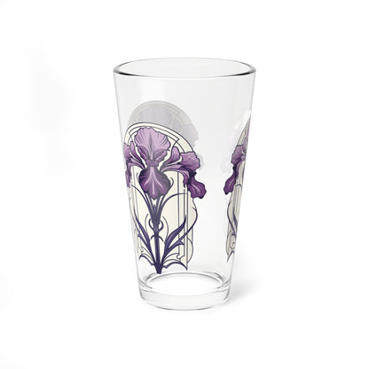 Art Deco Purple Iris Mixer Tumbler - 16oz Mixer Tumbler Bar Glass, Frank Lloyd Wright Glassware