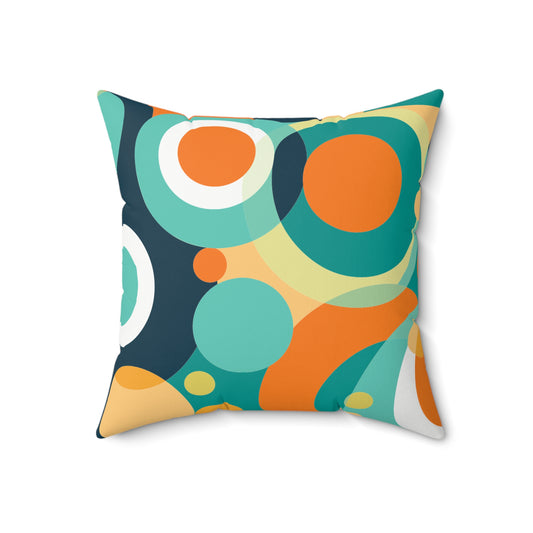 Retro Hippie Circle Pattern Double-Sided Pillow - Groovy Elegance for Your Home, Double-Sided Pillow - Faux Suede Square Pillow