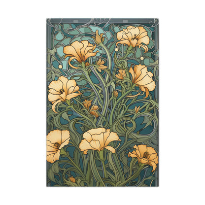 Premium Art Nouveau Floral Canvas Print - Perfect for Craftsman Style Homes