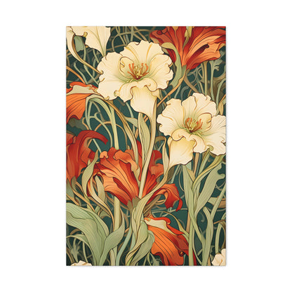 Premium Art Nouveau Floral Canvas Print - Perfect for Craftsman Style Homes