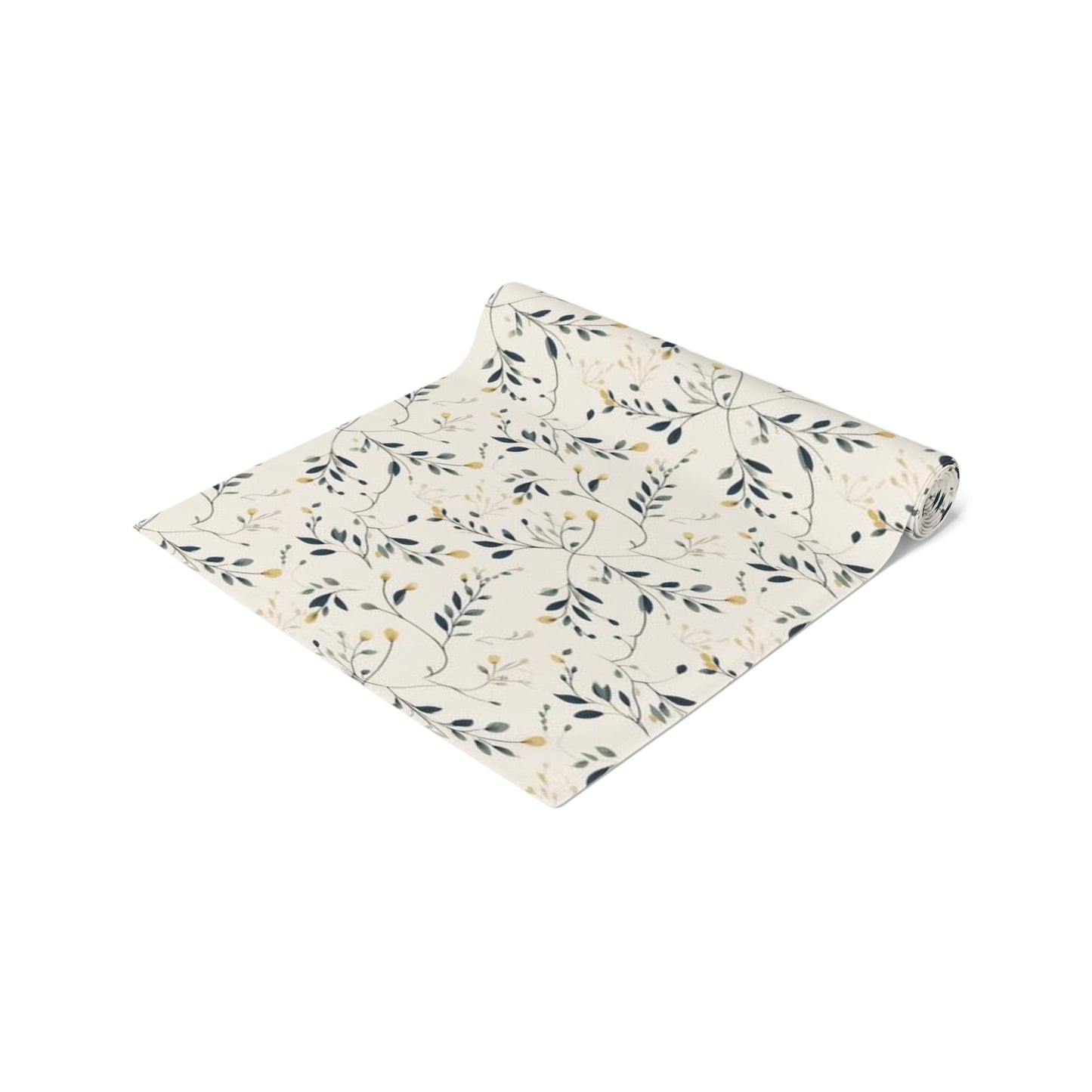 Vintage style Botanical Table Runner - Slender Leaves and Buds