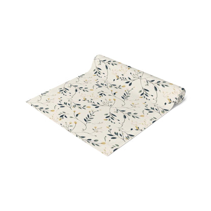 Vintage style Botanical Table Runner - Slender Leaves and Buds