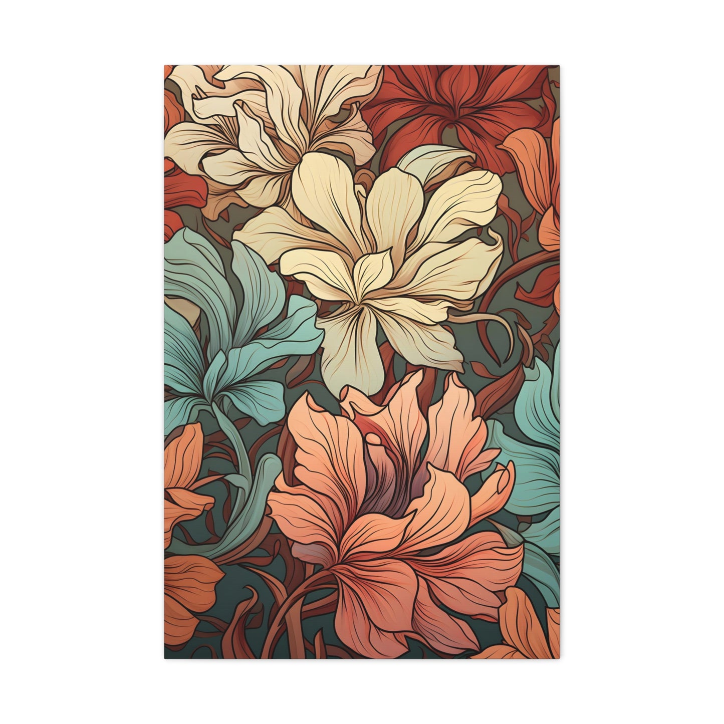 Premium Art Nouveau Floral Canvas Print - Perfect for Craftsman Style Homes