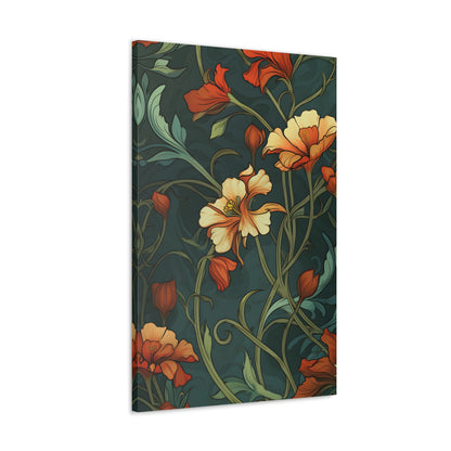 Premium Art Nouveau Style Floral Canvas Print - Perfect for Craftsman Style Homes