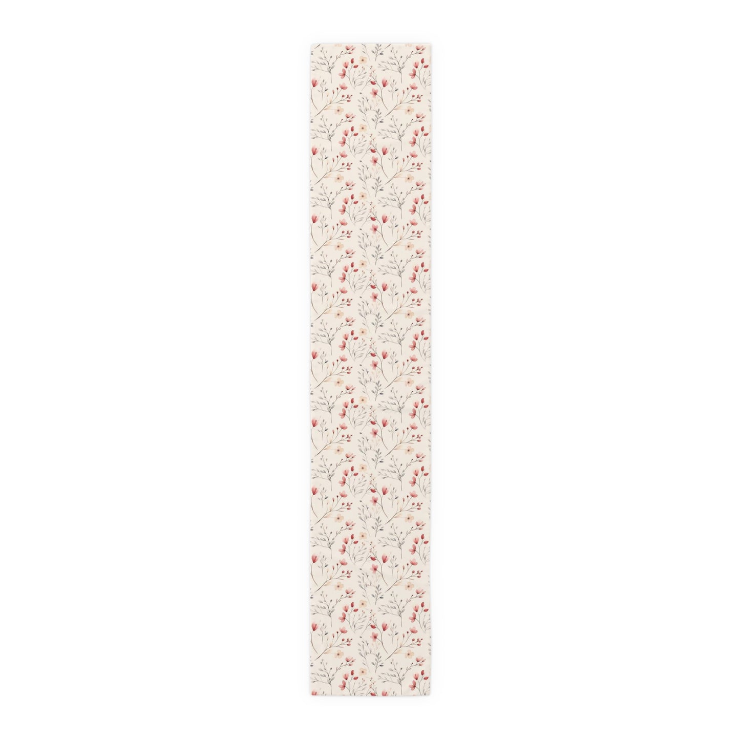 Botanical flowers, water color style, Red and Cream flowers with slender leaves - Boho Minimalistic - Table Runner